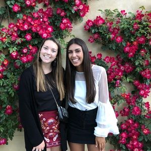 Black suede skirt with faux lace up front